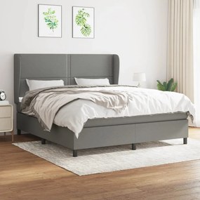 vidaXL Cama com molas/colchão 180x200 cm tecido cinzento-escuro