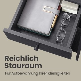 Mesa de cabeceira, mesa auxiliar, gaveta e compartimentos abertos 35,1 x 35,1 x 70,1 cm preto