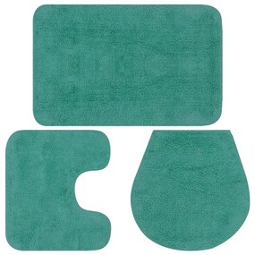 vidaXL Conjunto tapetes de casa de banho 3 pcs tecido turquesa