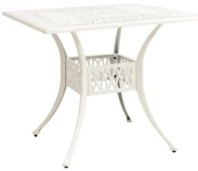 Mesa de jardim 90x90x73 cm alumínio fundido branco