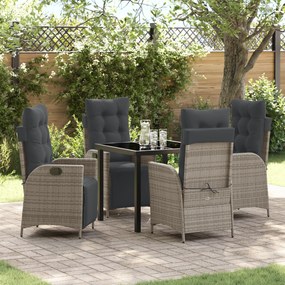 vidaXL Conjunto de 5 Peças para Jantar de Jardim Cinza Vime PE
