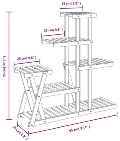 Suporte de plantas 95x25x96 cm madeira de abeto maciça