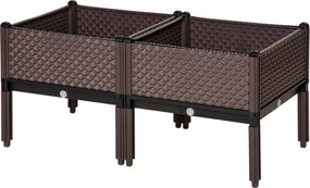 Conjunto de 2 Floreiras de Exterior Quadradas Elevadas Combinação Livre Floreiras para Jardim  50x50x46,5 cm Castanho