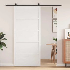 vidaXL Porta de Celeiro Branca 100x208 cm Madeira Sólida Pinho