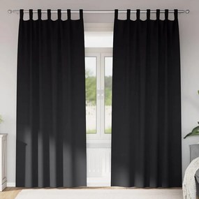 vidaXL Cortinas com cortinas 2 pcs Preto 245 x 140 cm Poliéster