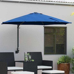 vidaXL Guarda-sol de Jardim Montado na Parede com LEDs Azul Céu 248 cm