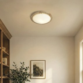 Plafon Clássico Natural com Vidro Branco - Mesiac