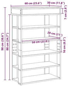 Sapateira 60x30x98 cm derivados de madeira cinzento sonoma