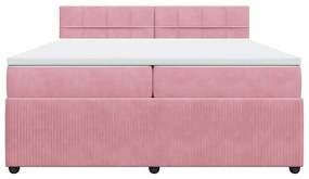 Cama com molas/colchão 200x200 cm veludo rosa