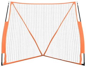 Rede basebol portátil 183x182x183cm aço/poliéster laranja/preto