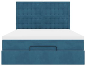 Estrutura cama otomana colchões 140x190 cm veludo azul escuro