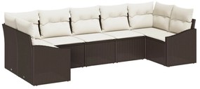 vidaXL Conjunto de Sofá de Jardim 7 pcs Marrom e Creme vime PE