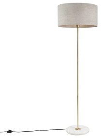 Candeeiro de pé Latão com Abajur Cinza 50 cm - Kaso Moderno,Retro
