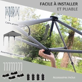 Tenda de jardim pop-up dobrável 2,5 x 2,5 m, altura ajustável, tecido Oxford com proteção UV50+, estrutura em aço, saco de transporte cinzento
