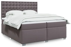 vidaXL Cama com molas/colchão 200x200 cm couro artificial cinzento