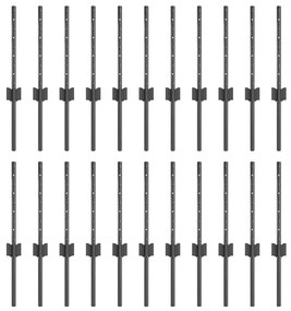 Postes de Cerca 22 pcs Cinzeto 50 x 0.4 m Metal