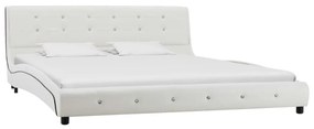 Cama + colchão espuma memória 160x200cm couro artificial branco