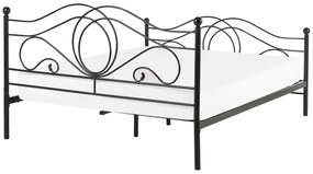 Cama de casal em metal preto 160 x 200 cm LYRA Beliani