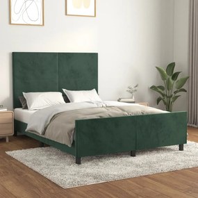 vidaXL Estrutura de cama sem colchão 140x190 cm veludo verde-escuro