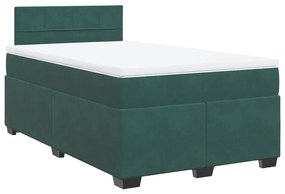 Cama boxspring com colchão 120x190 cm veludo verde-escuro