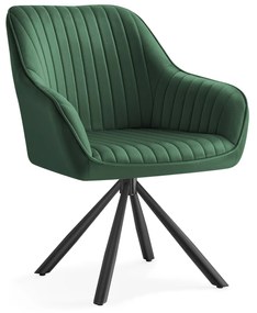 Cadeira de jantar veludo com braços 360° 60 x 60 x 81,5 cm Preto-verde