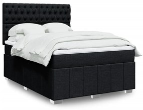 Cama com molas/colchão 140x190 cm tecido preto
