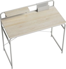 Secretária Moderna com Prateleira e Estrutura Metálica Fácil Montagem 98x48x88,5 cm Carvalho