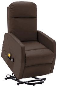 vidaXL Poltrona de massagens elevatória couro artificial castanho