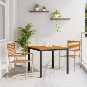 vidaXL Conjunto de Jantar de Jardim de 3 Peças em Rattan Poliéster Bege Acácia