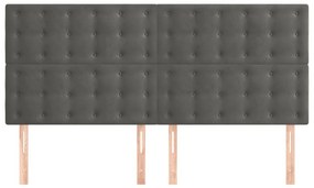Cabeceira de cama 4 pcs veludo 100x5x78/88 cm cinzento-escuro