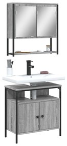 vidaXL 2 pcs conjunto móveis WC derivados de madeira sonoma cinza