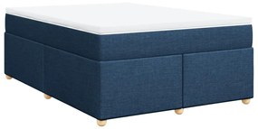 Cama com molas/colchão 140x200 cm tecido azul