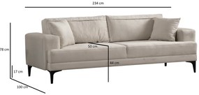 Sofá de 3 Lugares Astana – Ecru – 100x78x234 cm