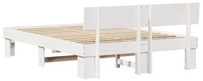 Estrutura da Cama Branco 160 x 200 cm Madeira de Pinheiro