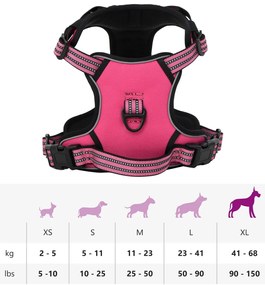 Peitoral para cães com faixas refletoras ajustável XL rosa