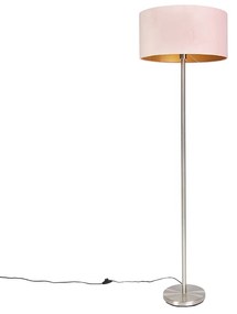 Luminária de pé em aço com abajur rosa 50 cm - Simplo Art Deco,Clássico / Antigo,Moderno