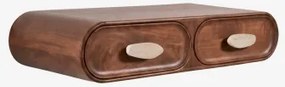 Consola De Entrada De Parede 100x40 Cm Em Madeira De Manga E Pedra Natural Kivalina Travertino - Madeira De Mangueira Escura - Sklum