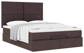 Estrutura cama otomana colchão 140x200cm tecido castanho escuro