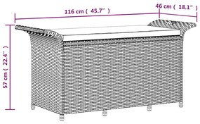 Banco de jardim com almofadão 116x46x57 cm vime PE castanho