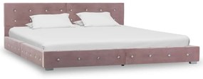 280400 vidaXL Estrutura de cama 160x200 cm veludo cor-de-rosa