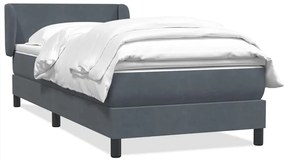 vidaXL Cama com molas/colchão 100x210 cm veludo cinzento-escuro