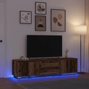 vidaXL Móvel de TV com luzes LED 193,5x41x50 cm madeira velha