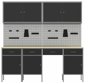 Conjunto de Armário vidaXL Conjunto de 10 Preto Aço 200 x 55 x 200 cm