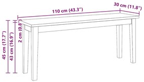Banco 110 cm madeira seringueira maciça