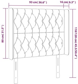 Cabeceira cama c/ abas veludo 93x16x118/128 cm cinzento-escuro