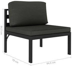 6 pcs conjunto lounge jardim com almofadões alumínio antracite