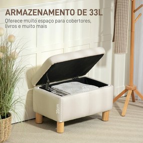 Baú Puff de Armazenamento "Lykke" – 33L – Estofado em Couro PU – 60x38