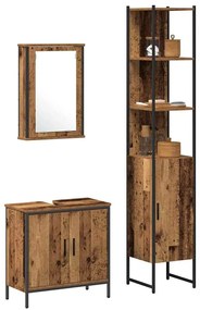 Conjunto de Móveis de Casa de Banho de 3 Peças Madeira Velha Madeira R