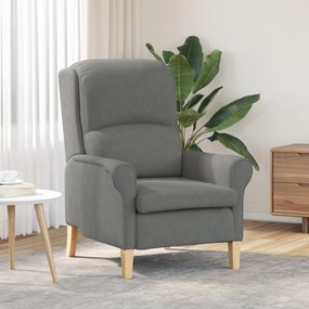 Poltrona Ergonómica Cinza Escura Tecido e Madeira Padrão Ergonómica