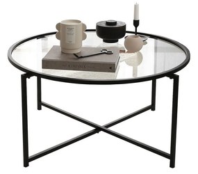 Mesa de Café Sun - Preto Mate - Vidro Temperado 83x40x83cm